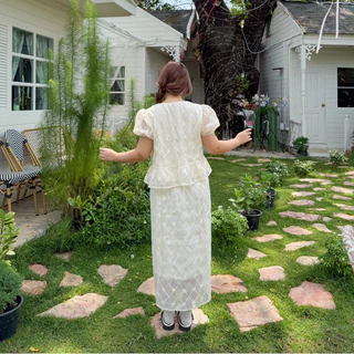 Lady M |สีใหม่! blooming dress set ชุดเซตสาวอวบเรียบร้อยทำบุญหวานๆ