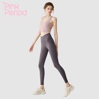 Pink Period รุ่นอัพเกรด โยคะ กางเกงเลกกิ้ง กางเกงโยคะ เอวสูง ชุดฟิตเนส ผ้ายืดหยุ่น เก็บทรงได้ดี 010