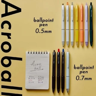 Pilot ปากกาลูกลื่น Acroball Clear #BAB ขนาด 0.5 มม. และ 0.7 มม. หมึกน้ำเงิน, แดง, ดำ (ราคาต่อ 1 ด้าม) เปลี่ยนไส้ได้