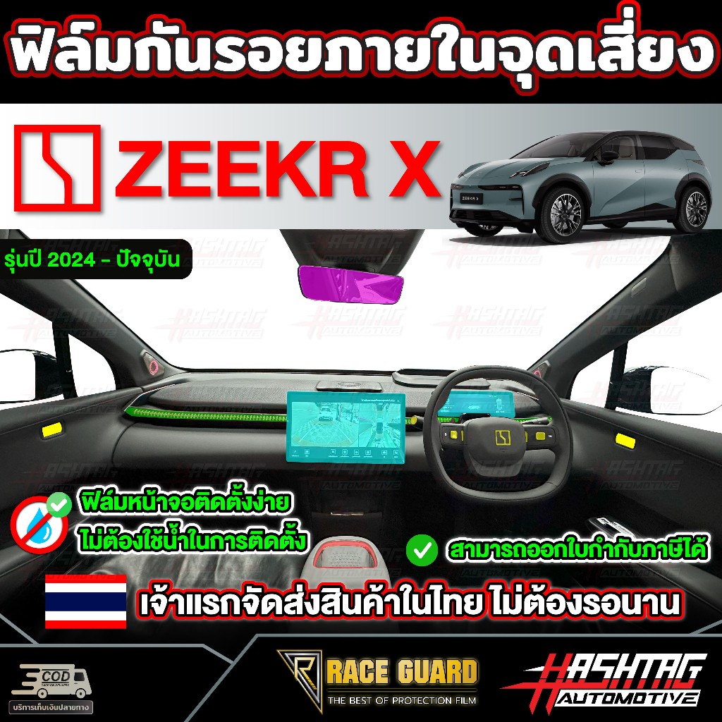 ฟิล์มกันรอยภายในจุดเสี่ยง สำหรับ Zeekr X (รุ่นปี 2024-ปัจจุบัน)