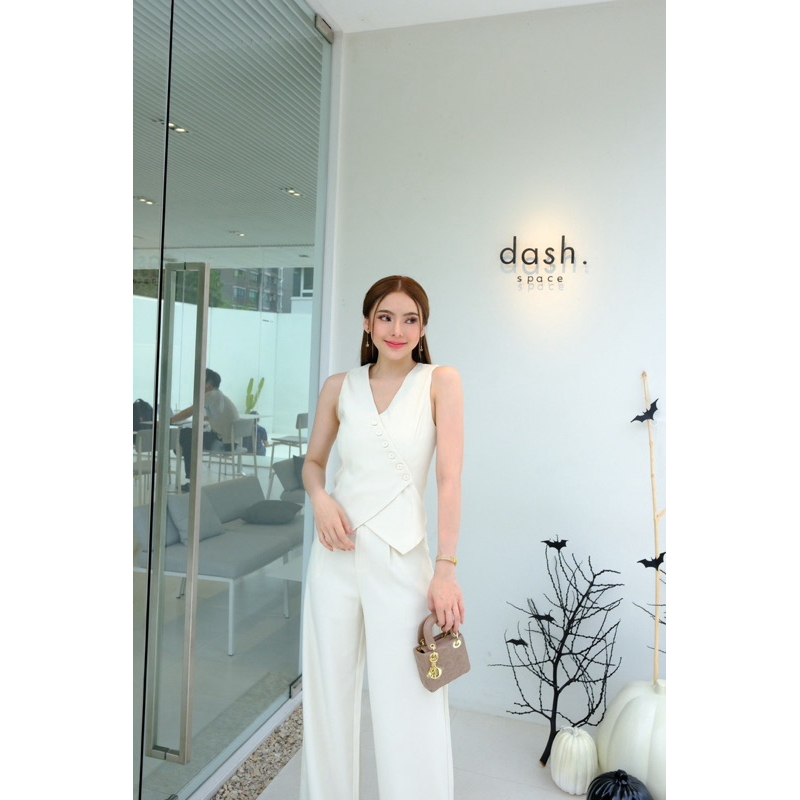 TY27 ชุดเซ็ทกางเกงขายาว+เสื้อแขนกุดกระดุมไขว้