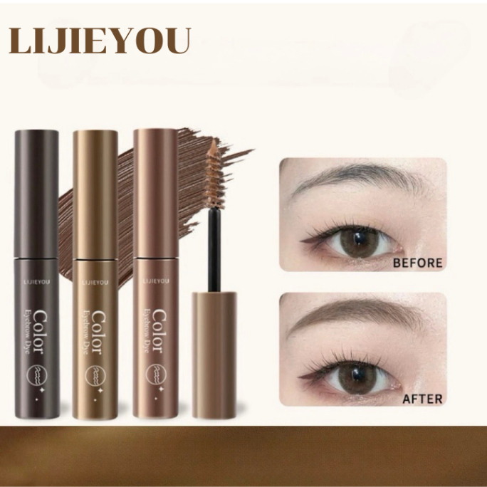 LIJIEYOU 4552 มาสคาร่าคิ้ว 3 มิติ มาสคาร่าครีมย้อมคิ้ว เจลปัดขนคิ้วตั้งฟู ปัดไรผม โทนน้ำตาล เรียงเส้นสวย กันน้ำกันเหงื่อ