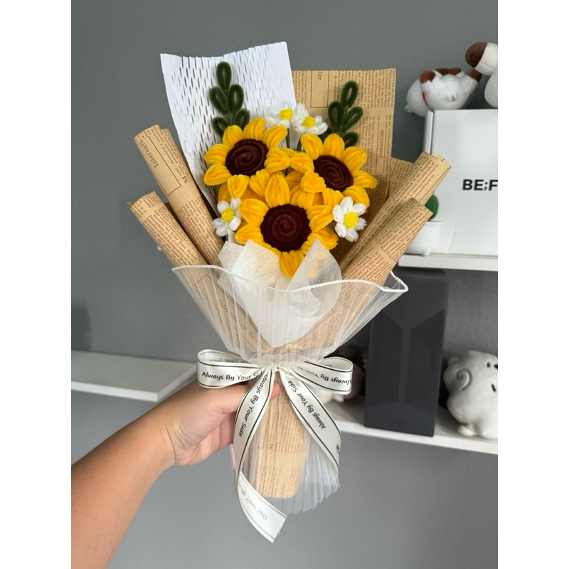 ทานตะวันลวดกำมะหยี่ 3 ดอก (จัดทำ1-2วัน) สูงประมาณ40-42 cm