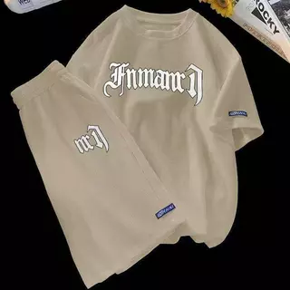LDF เสื้อชุดผู้ชาย เสื้อผู้ชาย กางเกงขาสั้นผู้ชาย (เสื้อ+กางเกงขาสั้น) ดีไซน์เก๋ ขนาดมาตรฐาน（สีดำ สีขาว สีเทา）TZ06