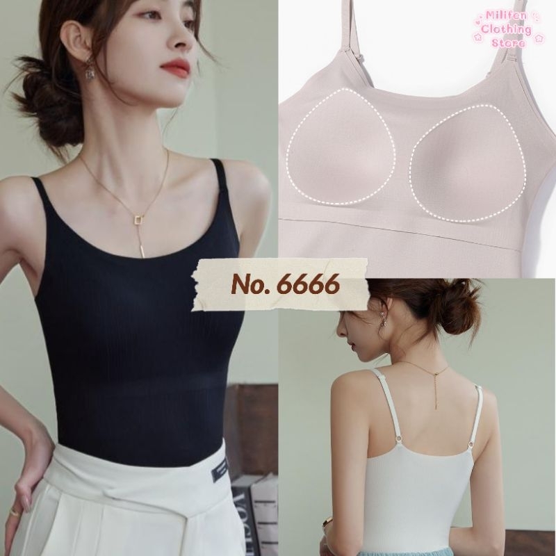 Milifen เสื้อกล้าม สายเดี่ยว U-Shape 6666 คอเสื้อรูปตัว U บราในตัว ปรับระดับสายได้ 3 สี 3 ขนาด