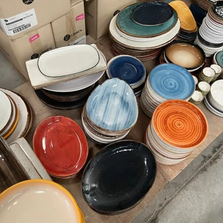 [ลดสูงสุด 50%] NP Ceramic จานเซรามิค เปล จานขนมปัง ถาด สินค้ามีตำหนิ สินค้าเกรดC ราคาถูก คละสี