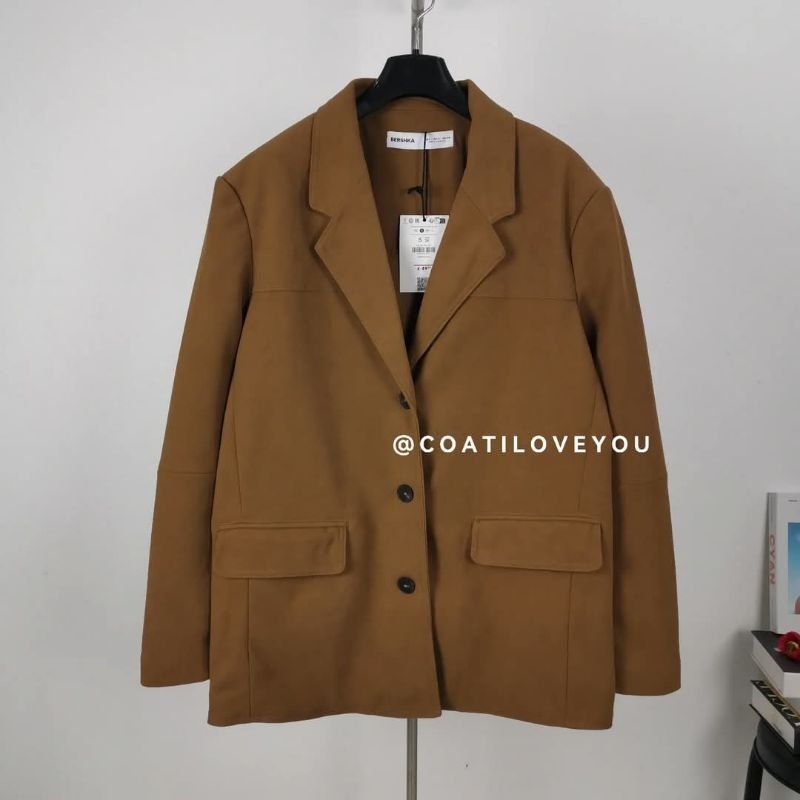 BER.SHKA​​FAUX​ SUEDE​ BLAZER​