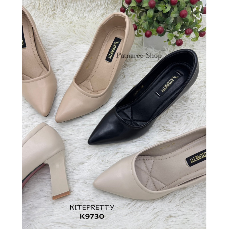 ⭐️พร้อมส่ง⭐️KITEPRETTY รุ่น K9730 รองเท้าคัชชูทำงาน หนังนิ่ม ส้นสูง 3 นิ้ว ปลายแหลม Size 35-40
