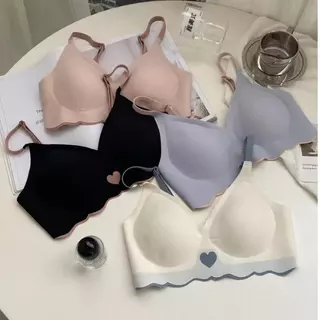 เจลลี่บรา ดันทรง เสื้อชั้นใน สีทูโทนลายหัวใจ น่ารัก ไม่มีขอบล้อ การสนับสนุนแบบนุ่มนวล3Dเซ็กซี่ ไร้รอยต่อไม่มีขอบ