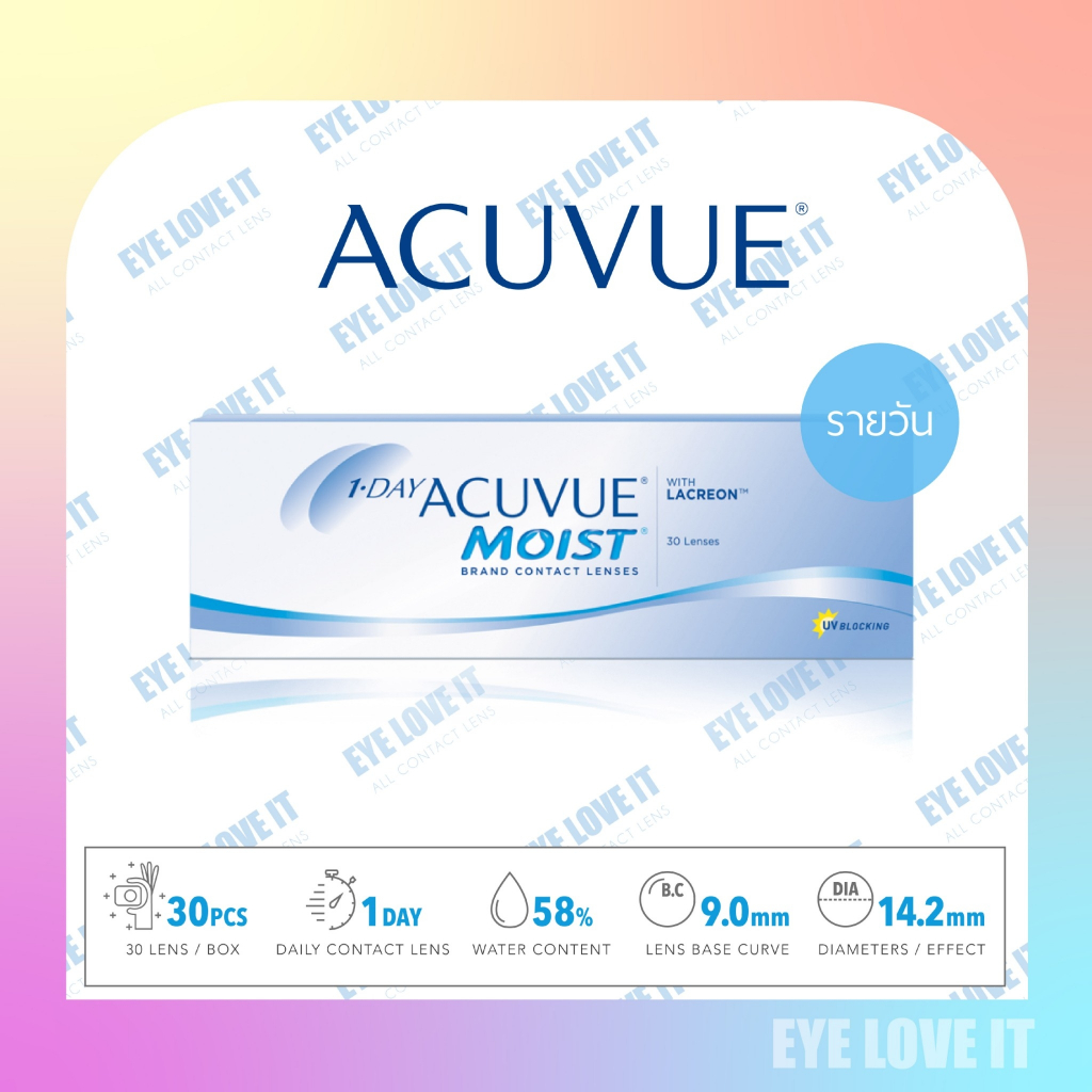 ACUVUE 1 Day MOIST เลนส์สายตาสั้น รายวัน ค่าความโค้งเลนส์  9.0