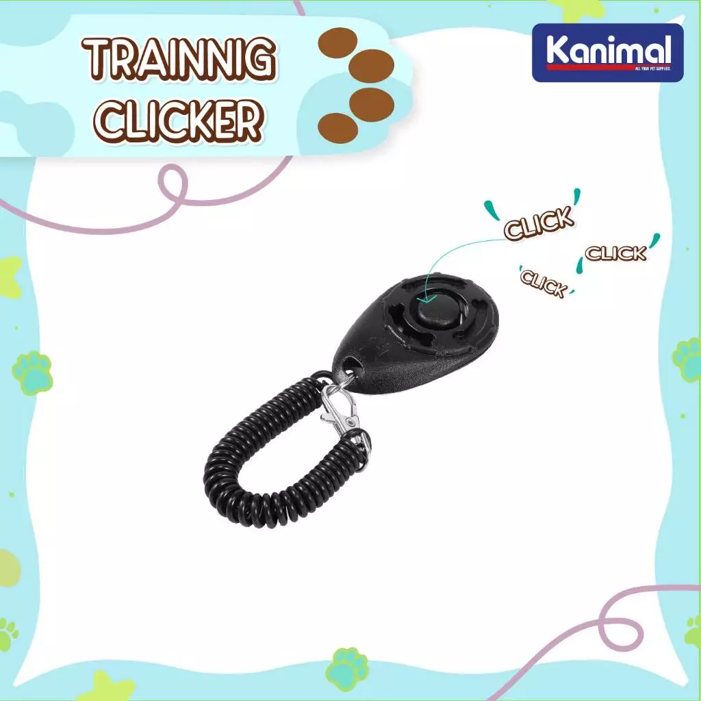 [71735] Kanimal Dog Clicker คลิกเกอร์ฝึกสุนัข อุปกรณ์สำหรับฝึกสุนัข ของเล่นสุนัข พร้อมสายคล้องมือ ขนาด 4x6 ซม. (สีดำ)