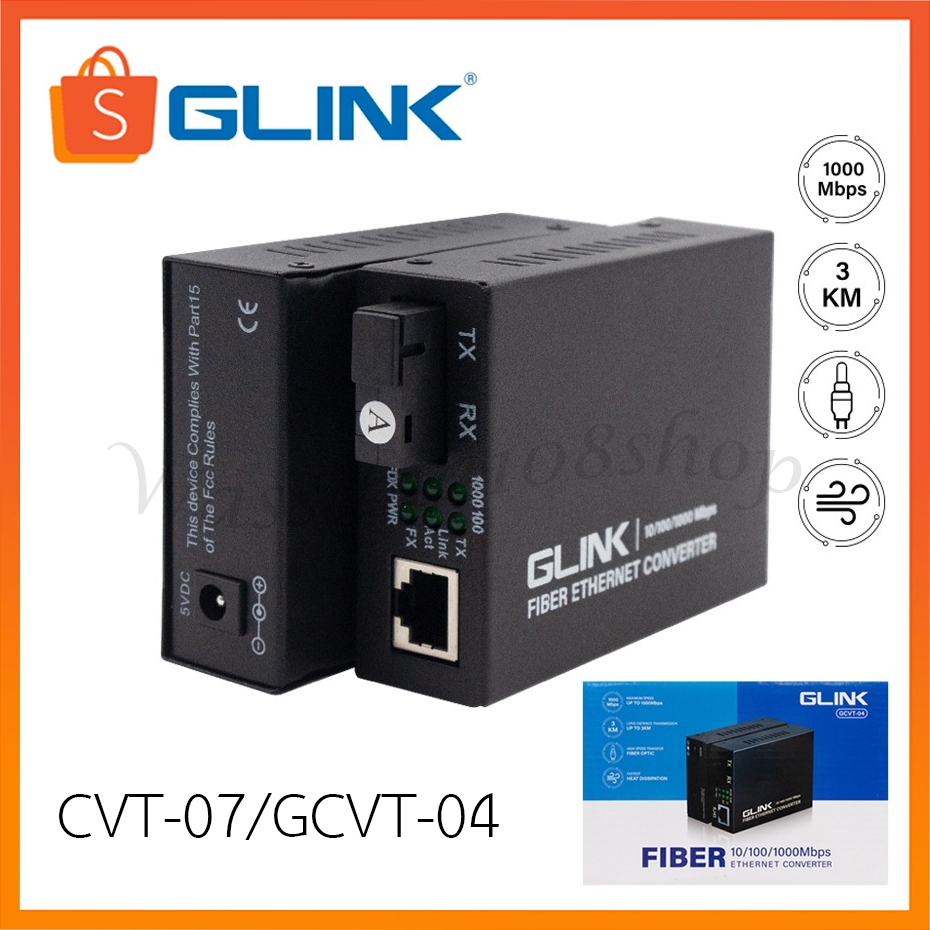 Glink CVT-07/GCVT-04 Fiber Ethernet Media Converter A+B 10/100/1000 20Km/3Km SC Fiber Single