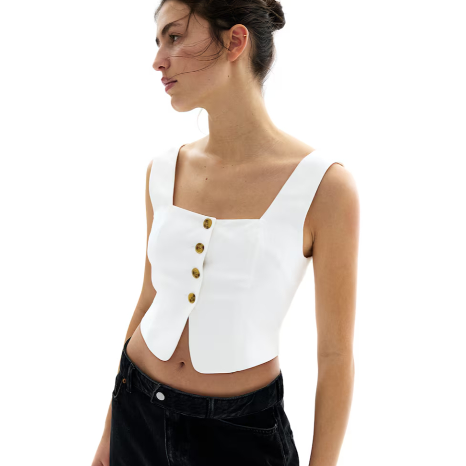 H&M(เอชแอนด์เอ็ม) เสื้อกั๊กผสมลินิน ผู้หญิง 1277050_2