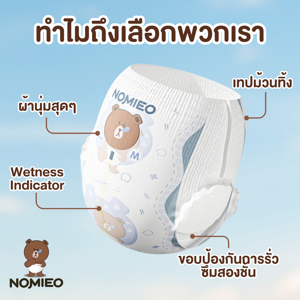 [แพมเพิสเด็ก 1 แถม 1] NOMIEO Baby Pants ผ้าอ้อมสำเร็จรูป กางเกงผ้าอ้อม Size S-3XL ผ้าอ้อมแบบกางเกง นุ่ม บางเบา ใส่สบาย - รูปที่ 6