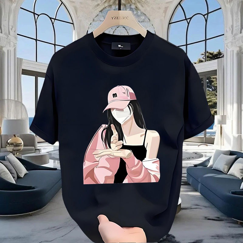 D1071เสื้อยืดแขนสั้น ใส่ได้ทั้งชายและหญิง ลายแฟชั่นสวย