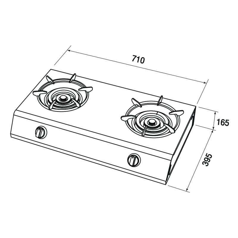 (Mex) เตาแก๊สชนิดตั้งโต๊ะ 2 หัวเตาแก๊ส ขนาด 71.0 ซม. รุ่น PC8372GB