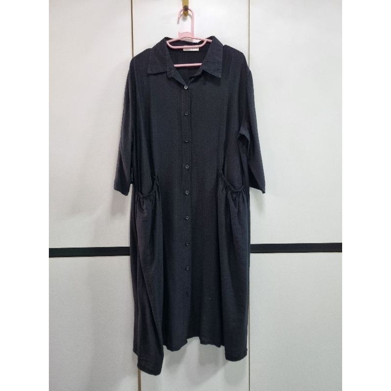 2nd W ❤️ n W ❤️ n Fashion Dress สีดำ คอปก กระดุมหน้า