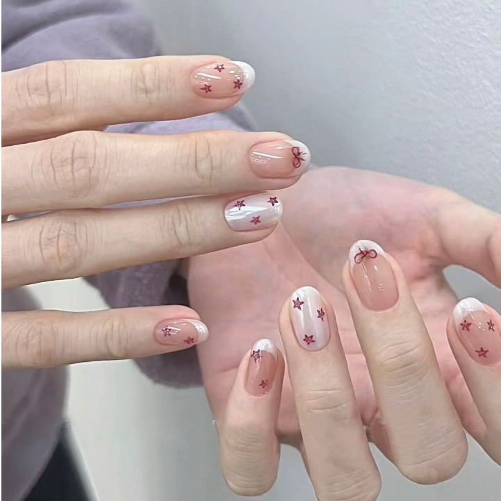 【ใหม่TT876】เล็บปลอม เนื้อแมตต์ สว่าง สวมใส่ได้ สําหรับตกแต่งเล็บ จํานวน 24 ชิ้น