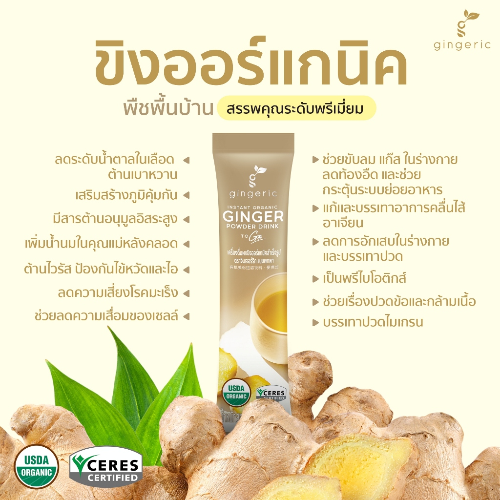 ผงขิงสกัดออร์แก​นิค​ 100% แบบพกพาไม่มีกากตะกอน ละลายทันที ไม่มีน้ำตาล มีฮาลาล ORGANIC INSTANT GINGER POWDER TOGO ราคา ถูกที่สุด ดีลบีเคเค แกลเลอรีภาพที่ 6