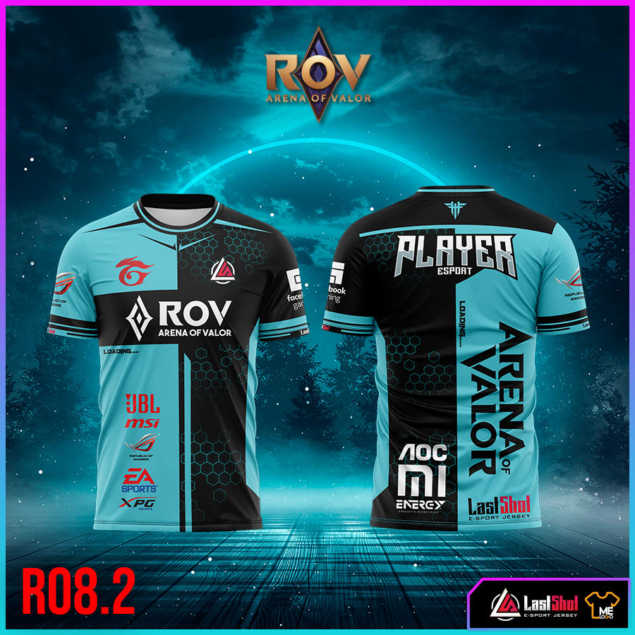 E-Sport เสื้อเกมส์ ROV งานพิมพ์ลายทั้งตัว ออกแบบด้วยกราฟิกเท่ๆ