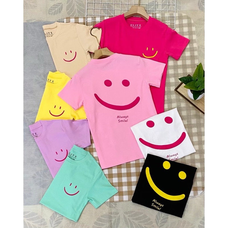 เสื้อยืดsmile always หน้าหลังงานน่ารักป้ายElite