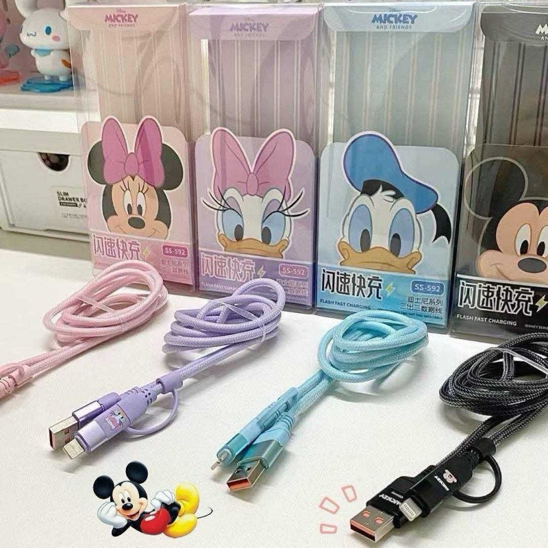 ✅สินค้าพร้อมส่ง สายชาร์จ Disney 4 in 1 ชาร์จได้ทั้ง iphone Type C และ Android ราคา ถูกที่สุด ดีลบีเคเค แกลเลอรีภาพที่ 3