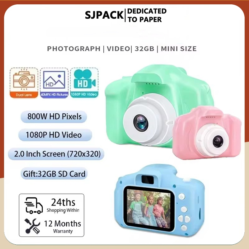 SJPACK ของเล่นเด็ก กล้องขนาดเล็กสำหรับเด็ก กล้องที่ถ่ายรูปได้จริงๆ รองรับ COD