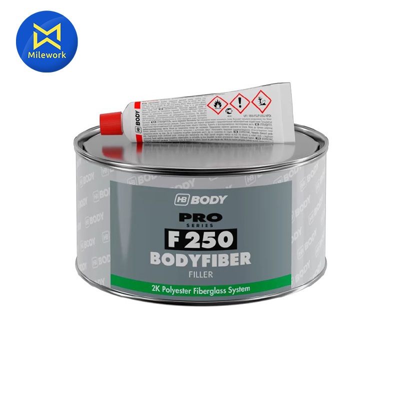 สีโป๊วไฟเบอร์ HB BODY F250 (750G) + แถมน้ำยาสีโป๊ว คุณภาพสูงสำหรับซ่อมสีรถยนต์ (F250)