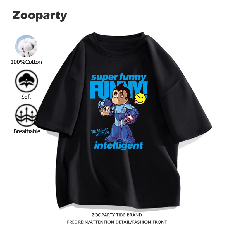 เสื้อยืด Astro Boy แนวโน้ม เย็นคอกลม คอกลม เสื้อยืดผู้หญิงผู้ชาย ผ้าฝ้ายแท้ ระบายอากาศได้ มี 9 สี(ส่งเร็ว จัดส่งจากไทย)