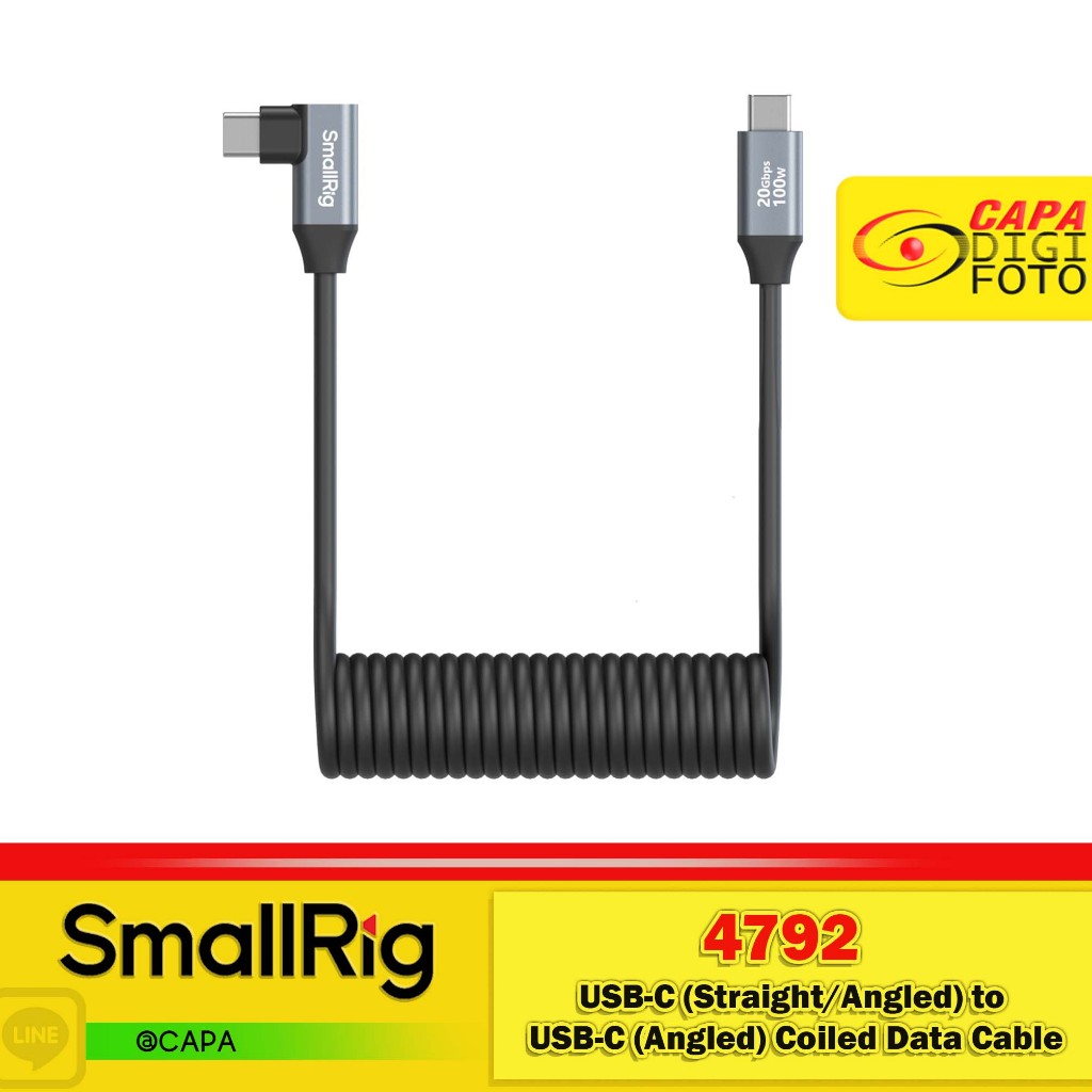 SmallRig- 4792 USB-C (Straight) to USB-C (Angled) Coiled Data Cable