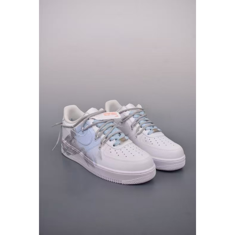 Nike Air Force 1 Low  เชือกผูกรองเท้า Blue Storm Deconstructive รองเท้าผ้าใบลำลอง