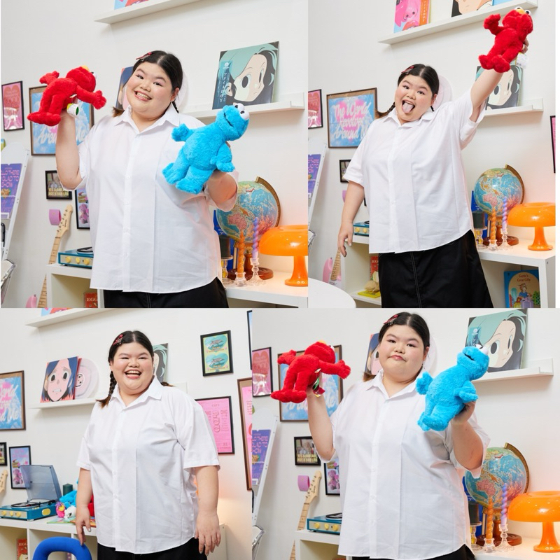 🧸สาวอวบ 🧸เสื้อนักศึกษาทรงบอย ไม่มีกระเป๋า แขนกระบอก ใส่สบาย ไม่เข้ารูป ไซต์ใหญ่🍕 (เสื้อนักศึกษาไซต์ใหญ่ 50-60) 🫶🏻⭐️