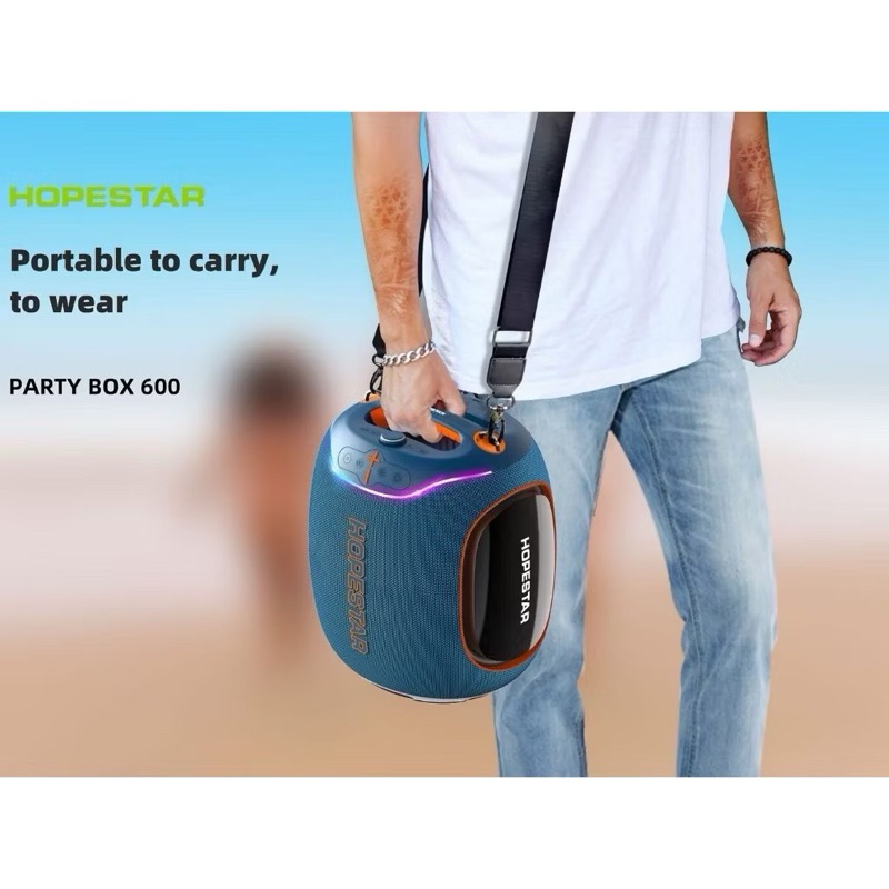 SY-Hopestar Party BOX600 ลำโพงบลูทูธ 300วัตต์ พร้อมไมค์ลอย2อัน ปรับเสียงไมค์ได้ ลำโพง6ดอก มีไฟRGB ปรับเบส3โหมด IPX5แท้