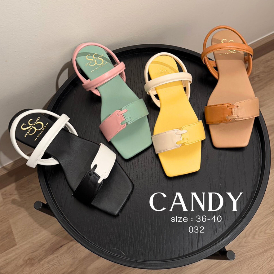 Sharisa Shoes รุ่น CANDY (032) รองเท้าแตะรัดส้น พื้นนุ่ม ใส่สบายเท้า สีหวานละมุน สไตล์มินิมิล