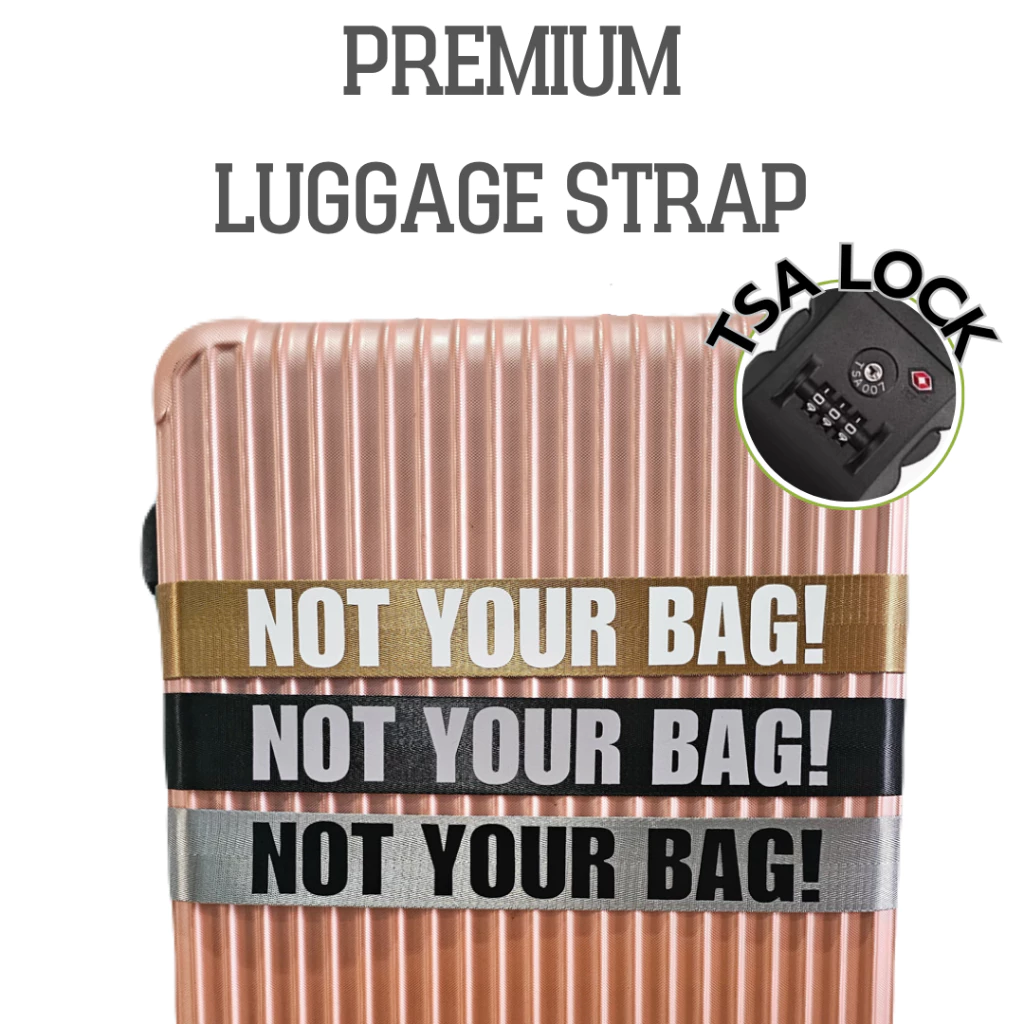 สายรัดกระเป๋าเดินทาง รหัสล็อคTSA ป้องกันการแตก สกรีนชื่อ สายพรีเมี่ยม แฟชั่น TSA Lock วัสดุเดียวกับสายรัดเข็มขัดนิรภัย