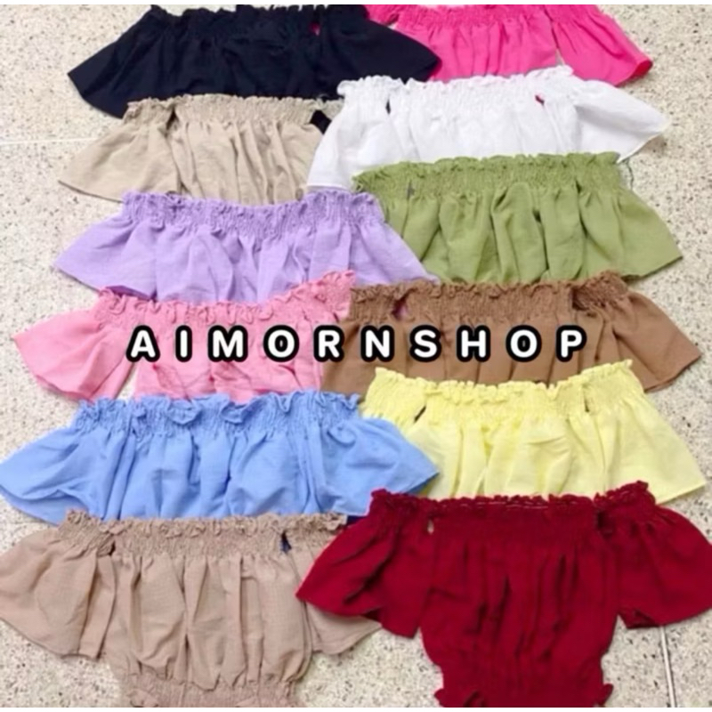 🔥aimorn_shop🔥 เสื้อเปิดไหล่ 💗💓ต่อแขนทรงกระดิ่ง 💓💗รุ่นนี้กำลังฮิตมากเลยนะคะ