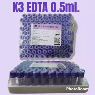 *100หลอด* หลอดเก็บตัวอย่างเลือดเคลือบ EDTA K3 มี 2 ขนาด 0.5 มล กับ 3.0 มล.