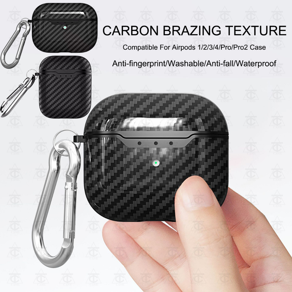 เคส AirPods แบบนิ่ม กันกระแทกและตกหล่นจากคาร์บอนไฟเบอร์ สำหรับ เคส airpods 4 1 2 3 Pro 2 gen1/2/gen3