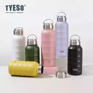 TYESO แก้วเก็บความร้อน/เย็น สแตนเลส 304 พกพาได้กระติกน้ำสูญญากาศ รุ่นมีหูหิ้ว ทรง Sport นํ้าหนักเบา มินิ/ขนาดใหญ่