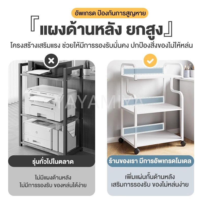 YYM ชั้นเก็บเอกสาร 52*34*126.5CM ชั้นวางของ ชั้นวางของหนังสือมีล้อ ความจุขนาดใหญ่ ทนทาน 4ชั้น shelf - รูปที่ 2