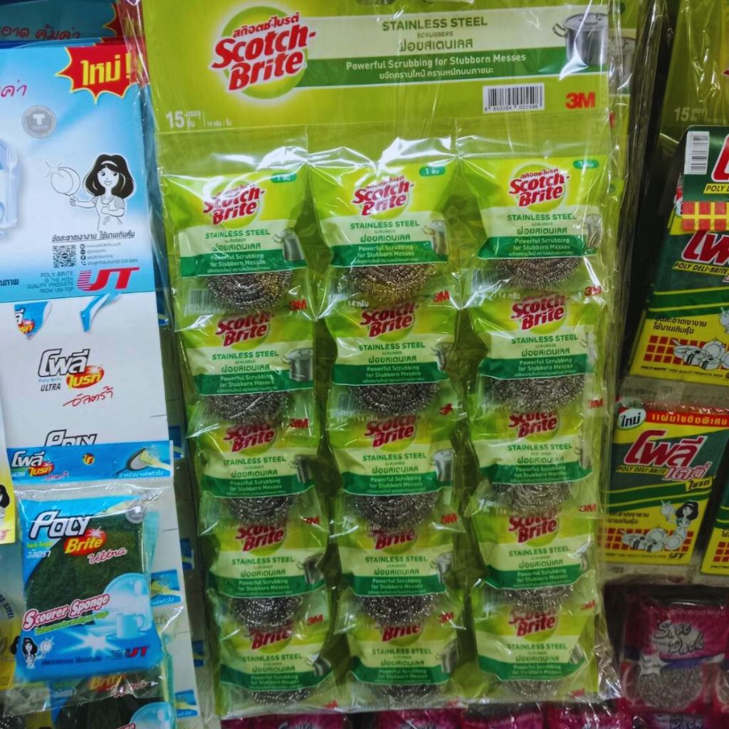 สก๊อตช์-ไบรต์ ฝอยสเตนเลส แพ็ค 12+3 ชิ้น