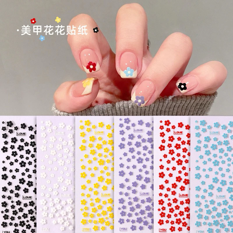 สติกเกอร์ดอกไม้สีๆ ตกแต่งหน้าเล็บ สินค้าพร้อมส่ง