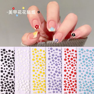 สติกเกอร์ดอกไม้สีๆ ตกแต่งหน้าเล็บ สินค้าพร้อมส่ง