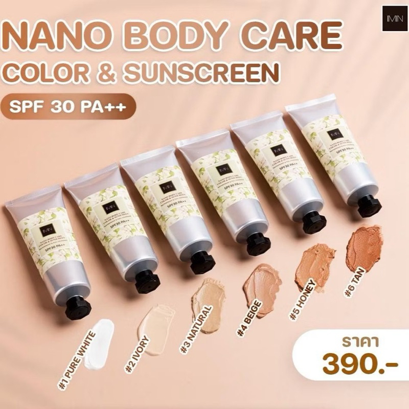 (สูตรเก่า) IMIN Nano Body Care Color & Sunscreen SPF30 PA++ ครีมแต่งผิว ไอมิน นาโน ครีม ครีมพอกผิว ค