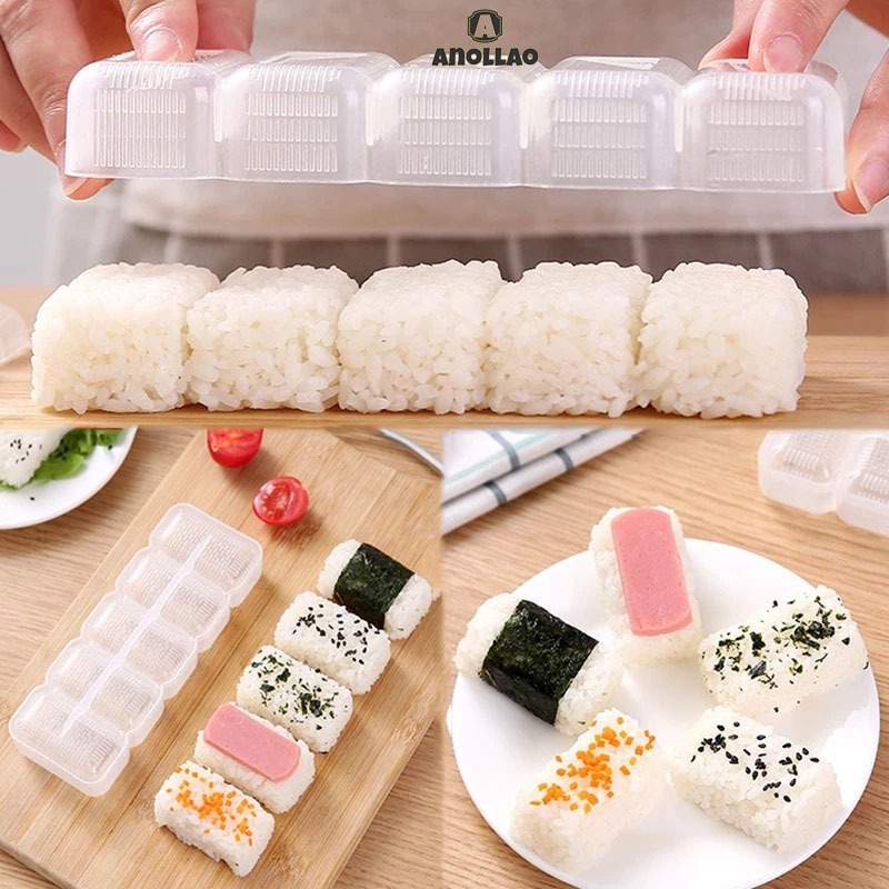 แม่พิมพ์กดข้าวปั้นซูชิเบนโตะ 5 ม้วน การ์ตูนสร้างสรรค์ลูกข้าวแม่พิมพ์ DIY สไตล์ญี่ปุ่น แม่พิมพ์ซูชิโนริ ✨Anollao