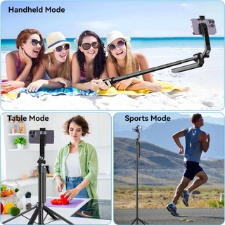 JQVITEK ไม้เซลฟี่พกพาพร้อมระบบติดตามใบหน้า AI ฐานสี่ขาปรับหมุน 360° ขาตั้งกล้อง บลูทูธกันสั่น ตัวกันสั่นแบบกิมบอล GS12
