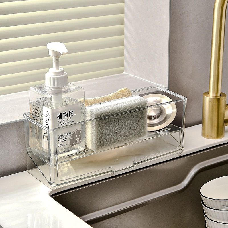 ชั้นวางของแบบตั้ง ที่วางฟองน้ำในครัว มีช่องระบายน้ำด้านล่าง - รูปที่ 2