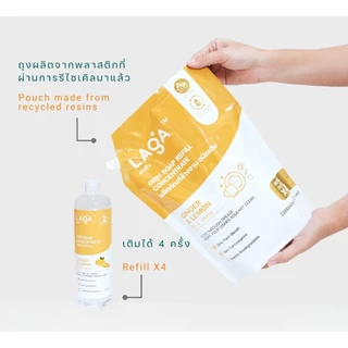LAGA ลาก้า ผลิตภัณฑ์น้ำยาล้างจานแบบถุงเติม สูตรธรรมชาติ ชนิดเข้มข้น Refill Natural Dish Soap Concentrate (2000ml)