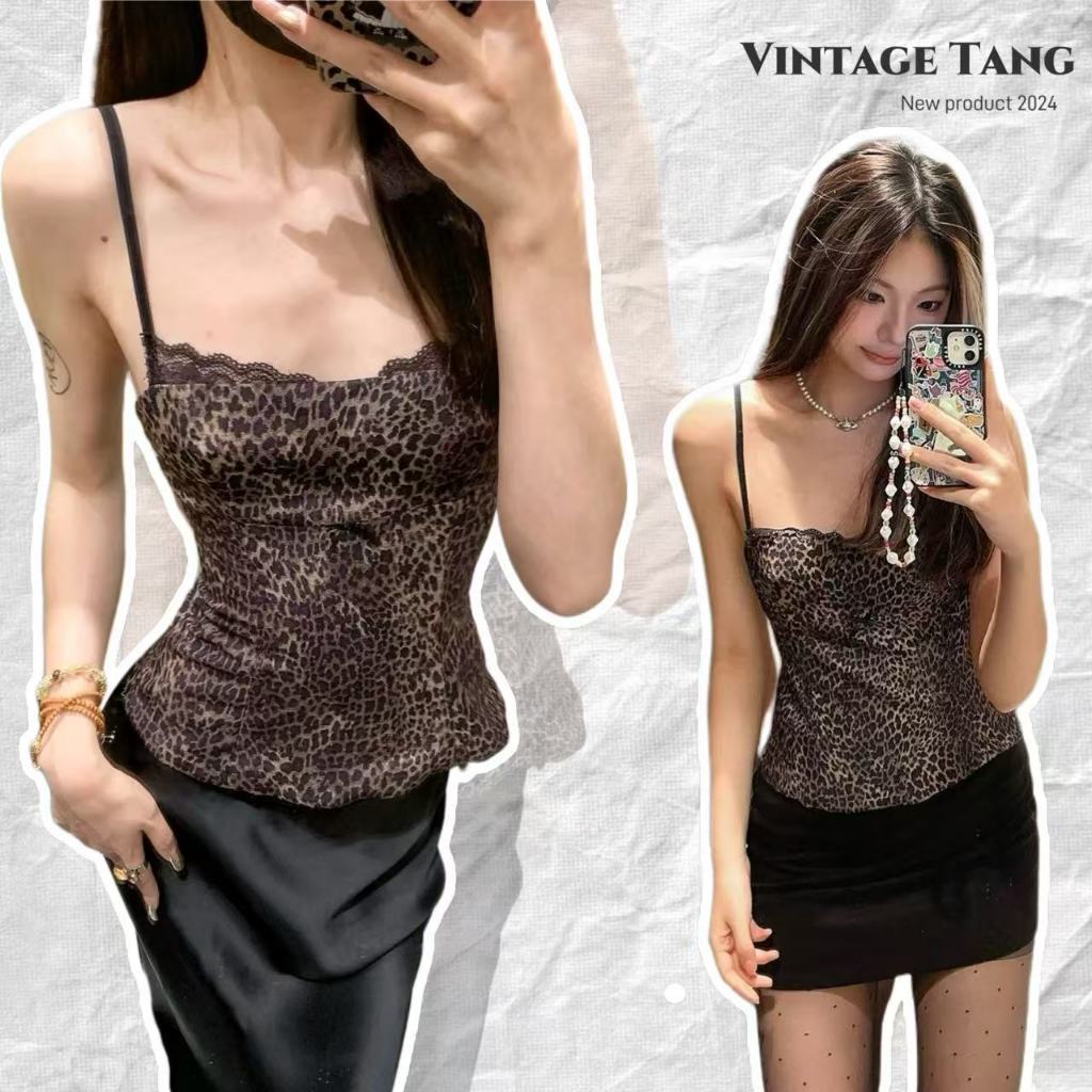 พร้อมส่ง🧀เสื้อสายเดี่ยวลายเสือดาว สีน้ำตาล ผัาดีคุณภาพดีดูแพง คอลึกเซ็กซี่เบาๆ เหมาะสมใส่ไปเที่ยว แฟชั่นผู้หญิง