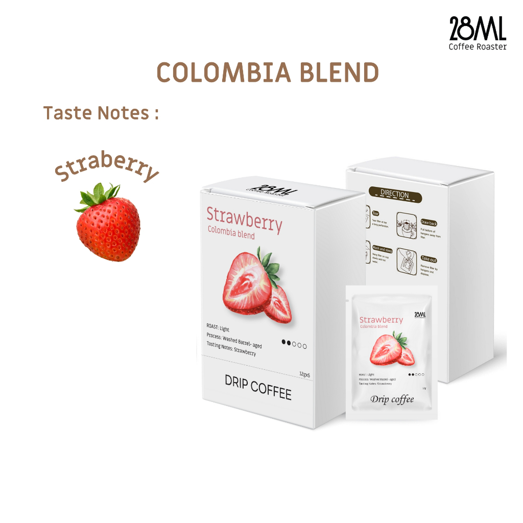 28ml Strawberry Colombia Barrel Drip Coffee (ขนาด 12g x 5ซอง)